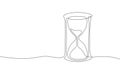 Hourglass continuous line time of life concept. Deadline present future past hours gone. Time stream flow value