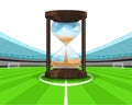Hourglass countdown in the midfield of football stadium vector Royalty Free Stock Photo