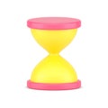 Hourglass 3d icon. Yellow retro timer with sandy countdown