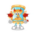 Hourglass demon with wings character. cartoon mascot vector