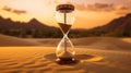 hourglass on desert