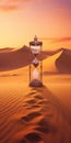 hourglass on desert