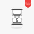 Hourglass with dollar sign icon, time is money concept. Flat design gray color symbol. Modern UI web navigation, sign. Royalty Free Stock Photo