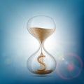 Hourglass with a dollar sign made of sand. Stock illustra Royalty Free Stock Photo