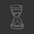 Hourglass in doodle style, vector illustration. Sketch sand clock for prind and design. Isolated element on a black background. Royalty Free Stock Photo