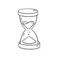 Hourglass in doodle style, vector illustration. Sketch sand clock for prind and design. Isolated element on a white Royalty Free Stock Photo