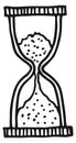 Hourglass drawing. Deadline symbol sketch. Time doodle