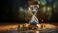 an hourglass filled with coins Royalty Free Stock Photo