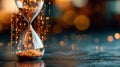 Hourglass with sparkling particles represents time\'s flow and technological advancement Royalty Free Stock Photo