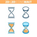 The hourglass. Flat and isometric 3d outline icon set. Royalty Free Stock Photo