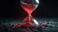 Hourglass with flowing, glowing red sand symbolizing limited time remaining Royalty Free Stock Photo
