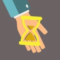 Hourglass in hand. Time is money concept. Save time. Vector illustration. Royalty Free Stock Photo