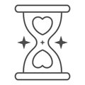 Hourglass with heart thin line icon, Valentines Day concept, Sandclock with hearts sign on white background, Time to Royalty Free Stock Photo