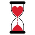 Hourglass with a heart time love, a timer for lovers
