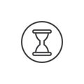 Hourglass, history, time circular line icon. Round simple sign.