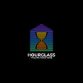 Hourglass with Home Drawing Concept Illustration Vector Template