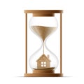 Hourglass with the house. Construction of real estate. Property