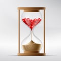 Hourglass with human hearts. Disease a myocardial infarction and