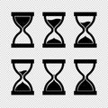 Hourglass Icon Set - Black Vector Illustration - Isolated On Transparent Background