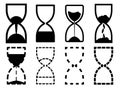 Hourglass icon set. Sandglass timer. Black contours of an hourglass. Sand timer. Symbol of time and waiting