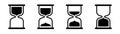 Hourglass icons set. Sandglass symbol in black. Outline hourglass. Transparent sand watch. Vector EPS 10