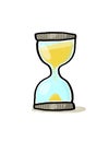 Hourglass with flowing sand illustration on white background
