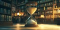 Hourglass in Library Time Knowledge Wisdom Background Wallpaper Royalty Free Stock Photo