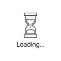 Hourglass Loading. Outline Sandglass. Icon of time, waiting. Loader interface for website, application. Idea for