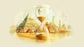 Hourglass Merging Ancient Landmarks and Cultural Icons Royalty Free Stock Photo