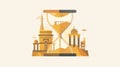 Hourglass Merging Ancient Landmarks and Cultural Icons Royalty Free Stock Photo