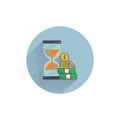 Hourglass with money colorful flat icon. Hourglass flat icon. time is money concept Royalty Free Stock Photo