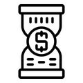 Hourglass money icon outline vector. Bank economy