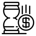 Hourglass money trade icon, outline style Royalty Free Stock Photo