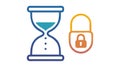 Hourglass with Padlock Timed Security Access, vector design Generative AI Royalty Free Stock Photo