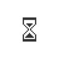 Hourglass pixel black isolated vector icon.