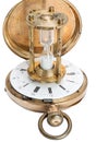 Hourglass with a pocket watch Royalty Free Stock Photo