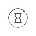 Hourglass with rotation arrow outline icon