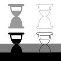 Hourglass sand clock antique set icon grey black color vector illustration image flat style solid fill outline contour line thin