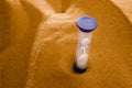 Hourglass on a sand dune beach. concept passage of time Royalty Free Stock Photo