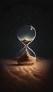 Hourglass with sand dune and starry sky in the desert