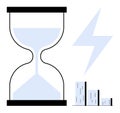 Hourglass with Lightning Bolt and Graph Bars Representing Time, Energy, and Productivity Royalty Free Stock Photo