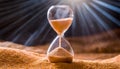 Hourglass with sand flowing. Vintage watches. Time concept Royalty Free Stock Photo