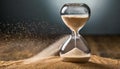 Hourglass with sand flowing. Vintage watches. Time concept Royalty Free Stock Photo