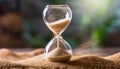 Hourglass with sand flowing. Vintage watches. Time concept Royalty Free Stock Photo