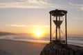 Hourglass Sand Timer Beach Sunrise Royalty Free Stock Photo