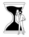 Hourglass sand timer icon cartoon in black and white Royalty Free Stock Photo