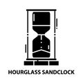 hourglass sandclock icon, black vector sign with editable strokes, concept illustration