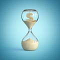 Hourglass, sandglass, sand timer, sand clock with dollar sign sh 3d rendering Royalty Free Stock Photo