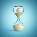 Hourglass, sandglass, sand timer, sand clock with euro sign sh 3d rendering Royalty Free Stock Photo