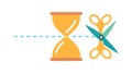 Hourglass with Scissors Time to Cut Edit, vector design Generative AI Royalty Free Stock Photo